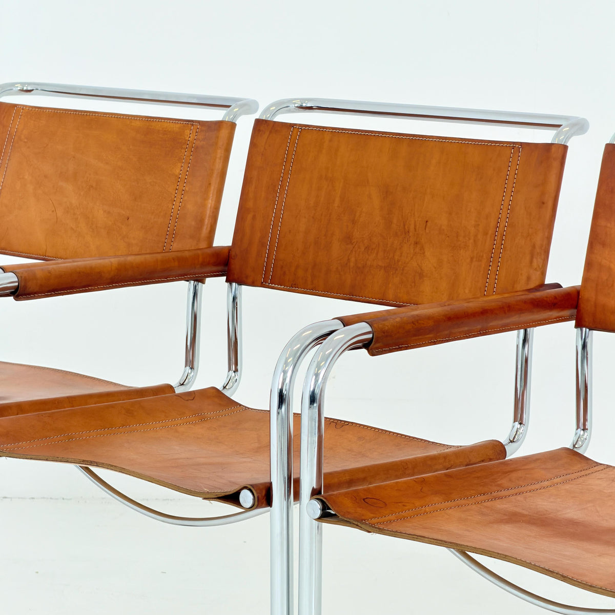 Set of 4 Mid Century Bauhaus S34 Cantilever Armchairs by Mart Stam for Italia Mobilia, Italy 1980s