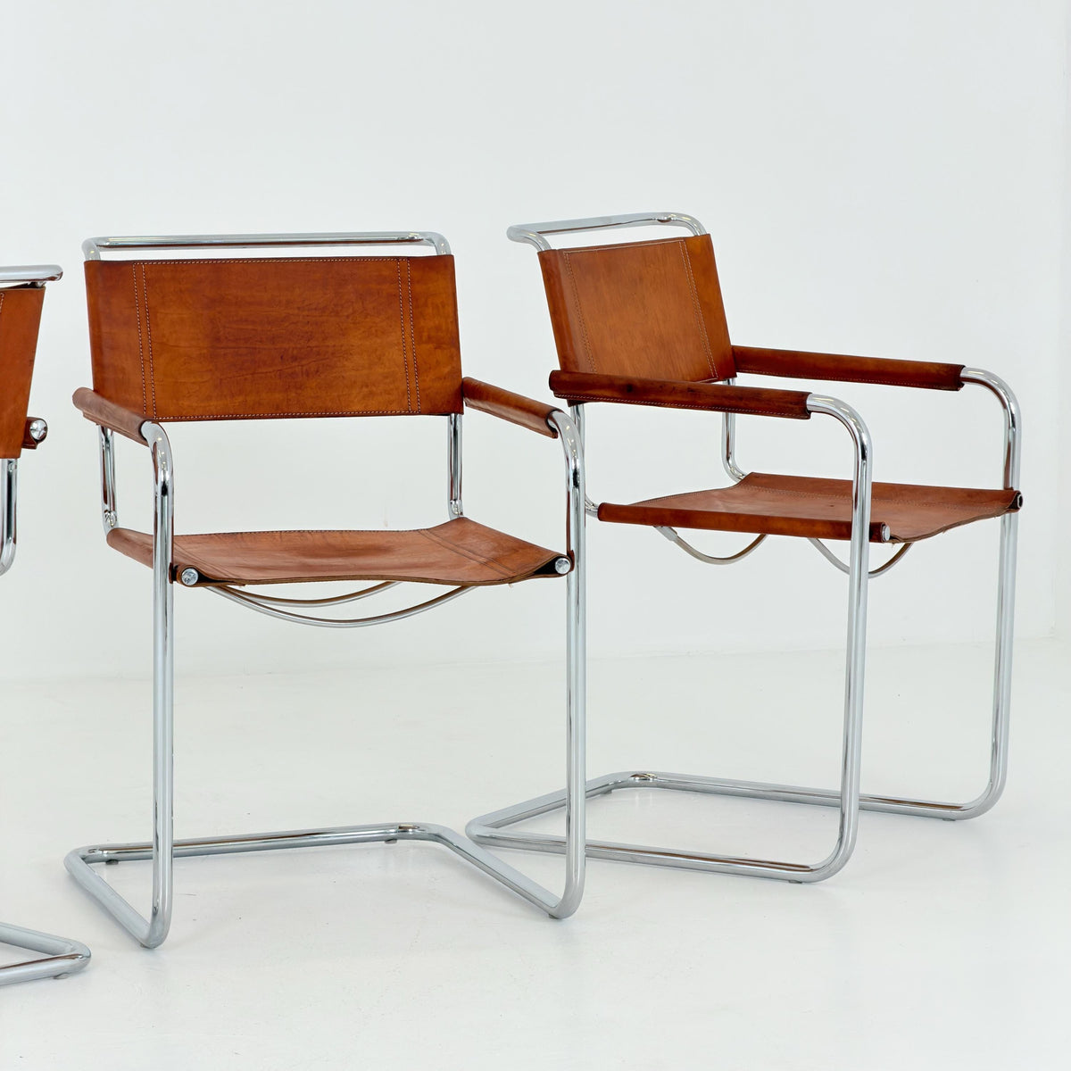 Set of 4 Mid Century Bauhaus S34 Cantilever Armchairs by Mart Stam for Italia Mobilia, Italy 1980s