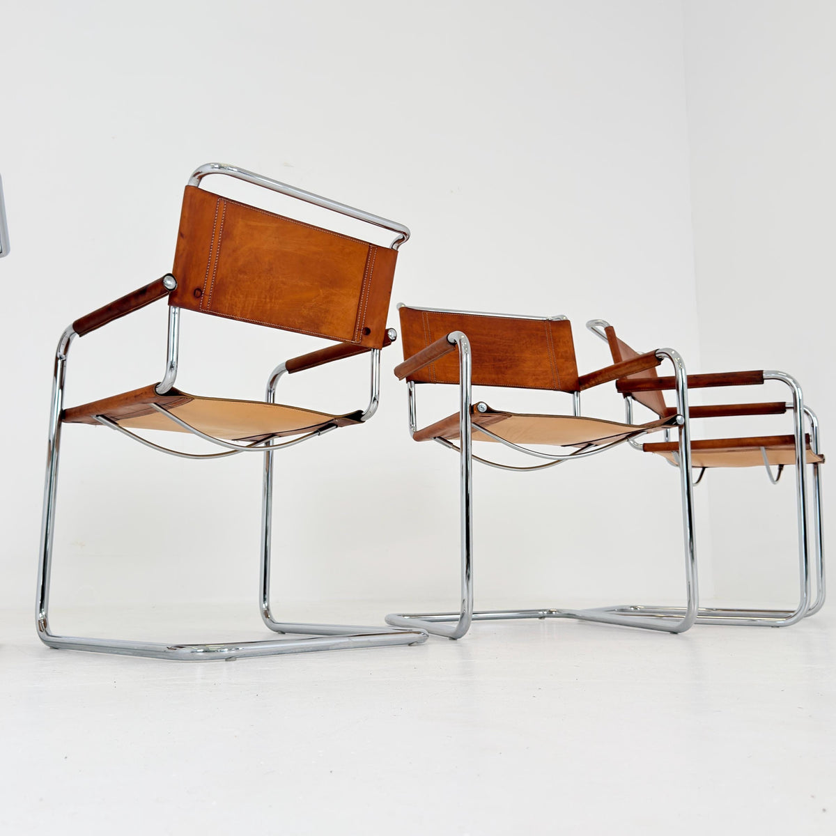 Set of 6 Mid Century Bauhaus S34 Cantilever Armchairs by Mart Stam for Italia Mobilia, Italy 1980s