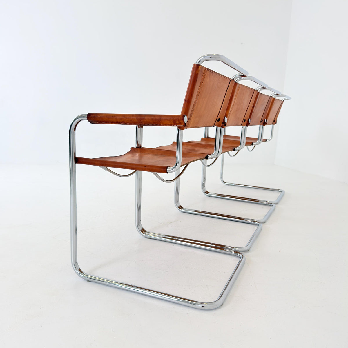 Set of 6 Mid Century Bauhaus S34 Cantilever Armchairs by Mart Stam for Italia Mobilia, Italy 1980s