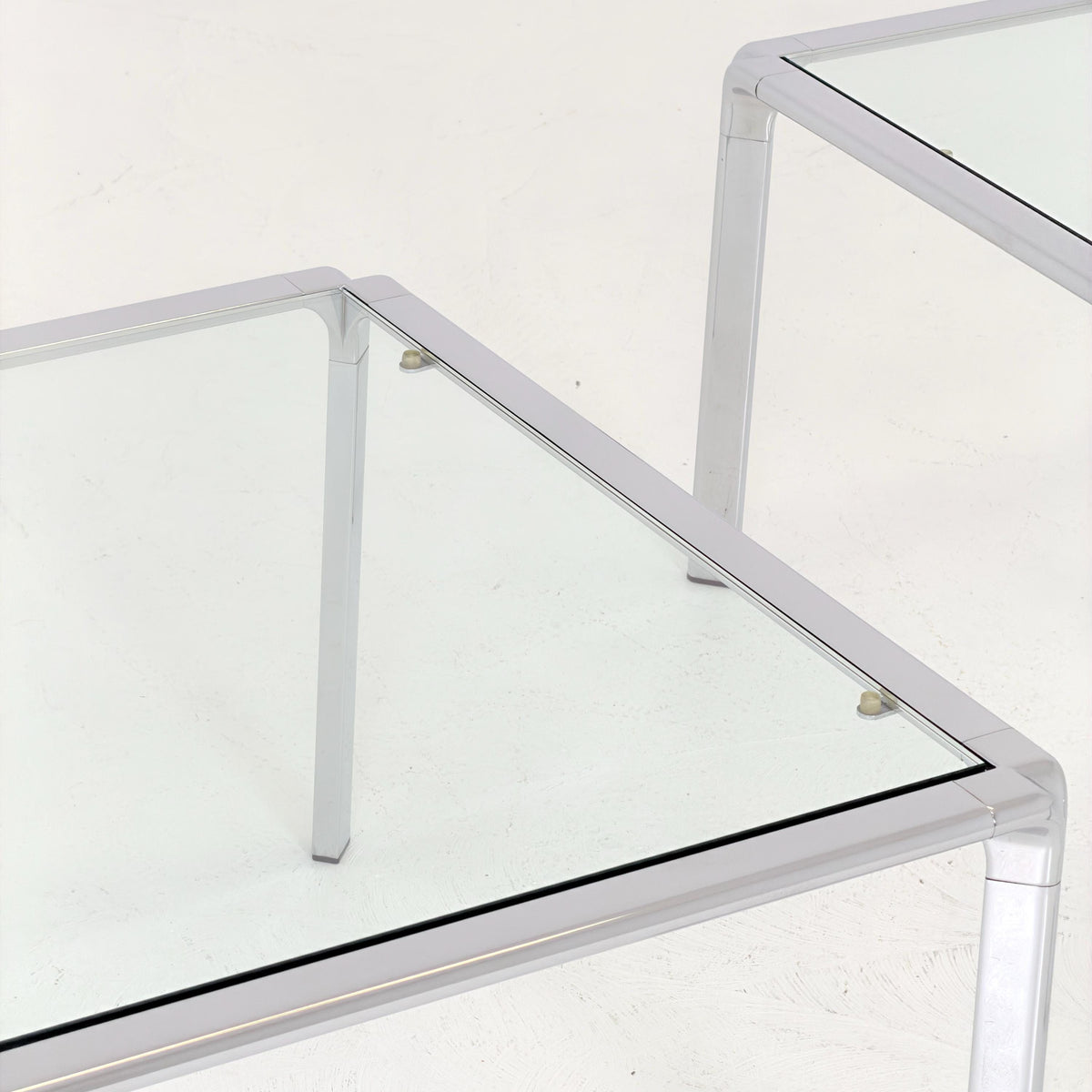 Mid Century Bauhaus rectangular Coffee Table, Chrome & Glass, Italian Design, 1980s