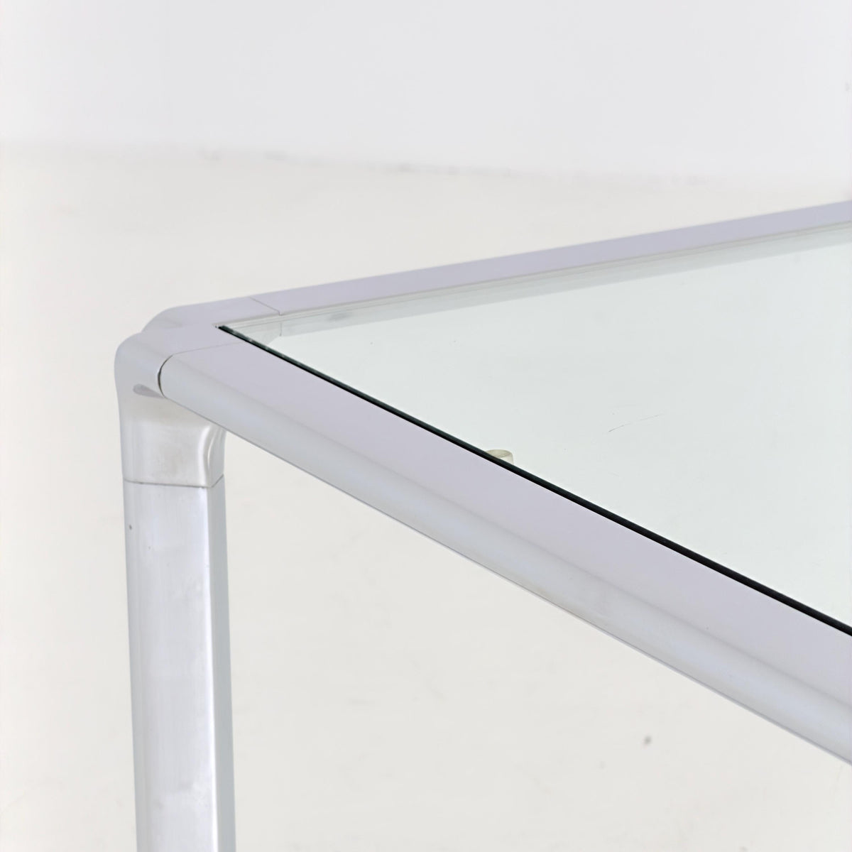 Set of 2 Mid Century Bauhaus Coffee Tables, Chrome & Thick Glass, Italian Design, 1980s,