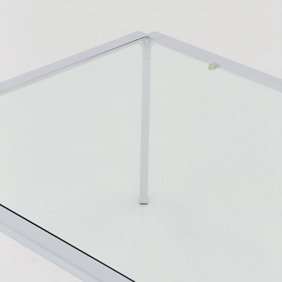 Mid Century Bauhaus rectangular Coffee Table, Chrome & Glass, Italian Design, 1980s