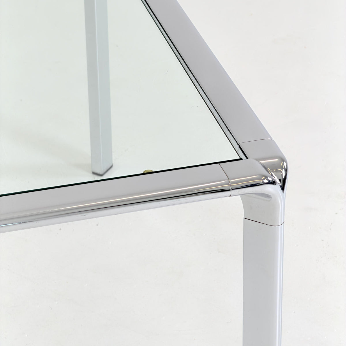 Set of 2 Mid Century Bauhaus Coffee Tables, Chrome & Thick Glass, Italian Design, 1980s,