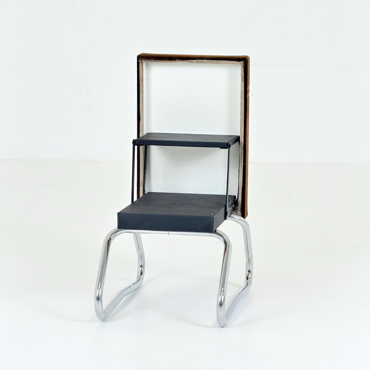 Mid century Bauhaus Stool with Chrome Accents and Hidden Steps –1960s Germany