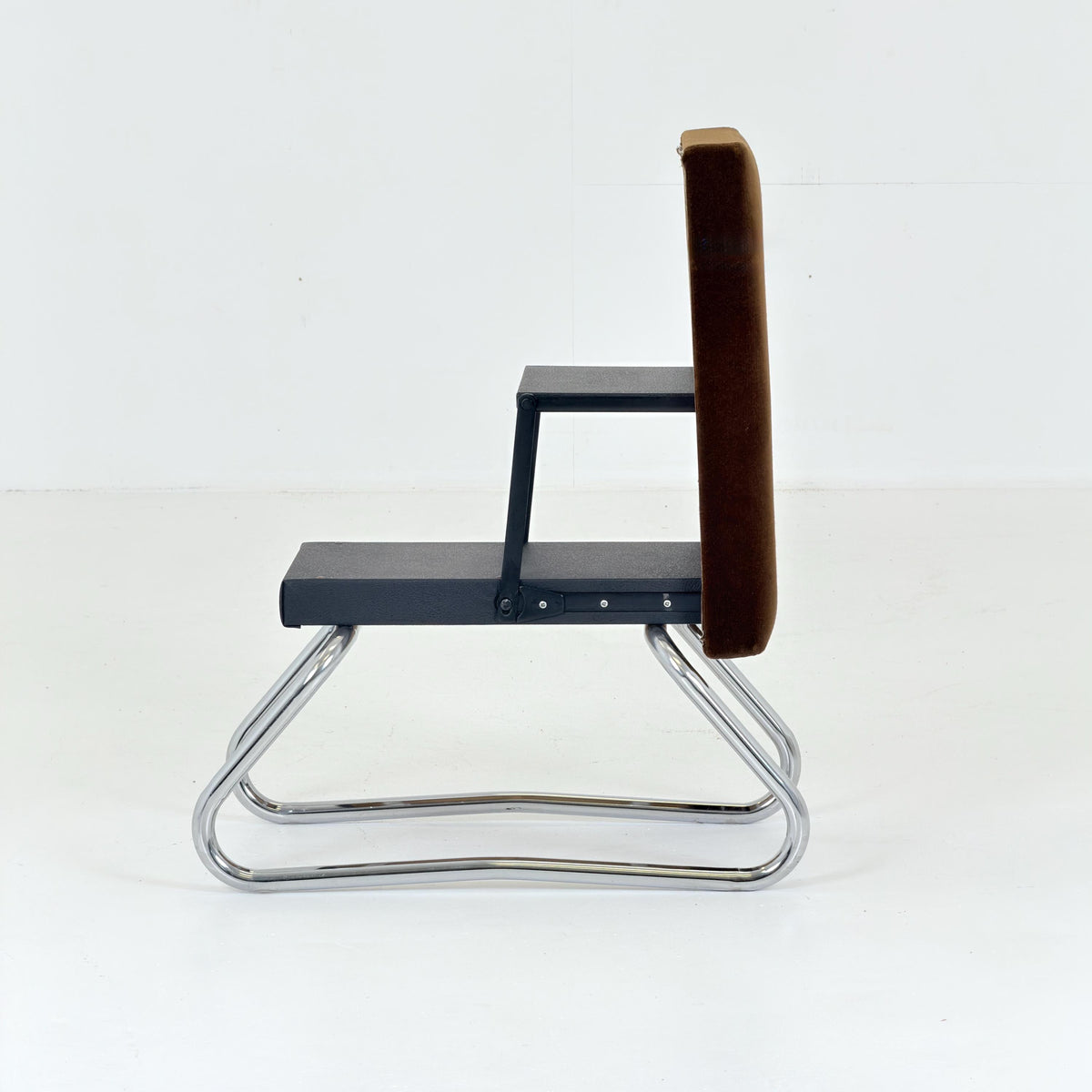 Mid century Bauhaus Stool with Chrome Accents and Hidden Steps –1960s Germany