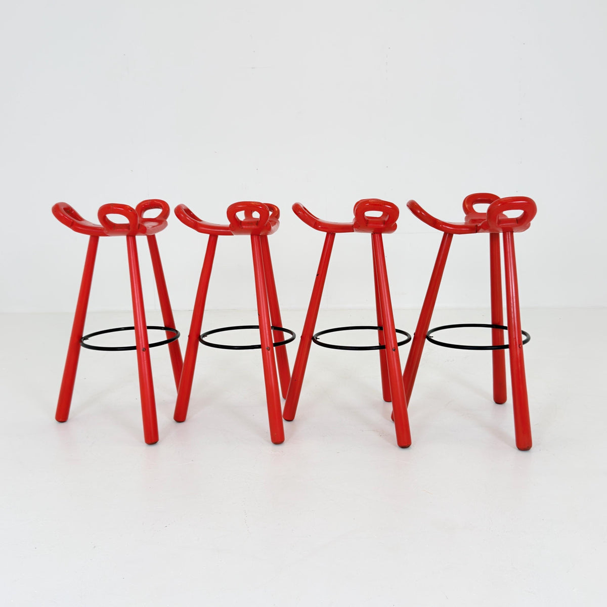 Set of 4 Marbella Brutalist Bar Stools by Sergio Rodriguez for Conformorm Spain 1970s