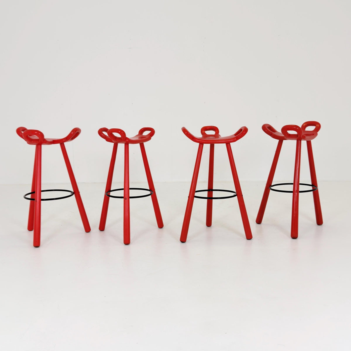 Set of 4 Marbella Brutalist Bar Stools by Sergio Rodriguez for Conformorm Spain 1970s
