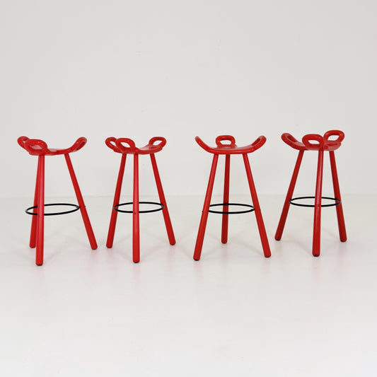 Set of 4 Marbella Brutalist Bar Stools by Sergio Rodriguez for Conformorm Spain 1970s