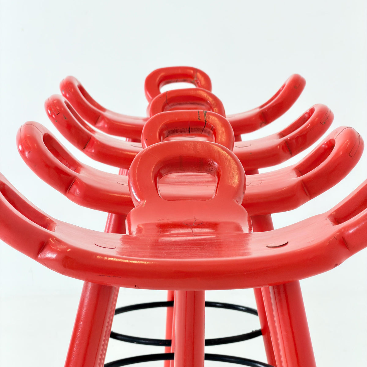 Set of 4 Marbella Brutalist Bar Stools by Sergio Rodriguez for Conformorm Spain 1970s