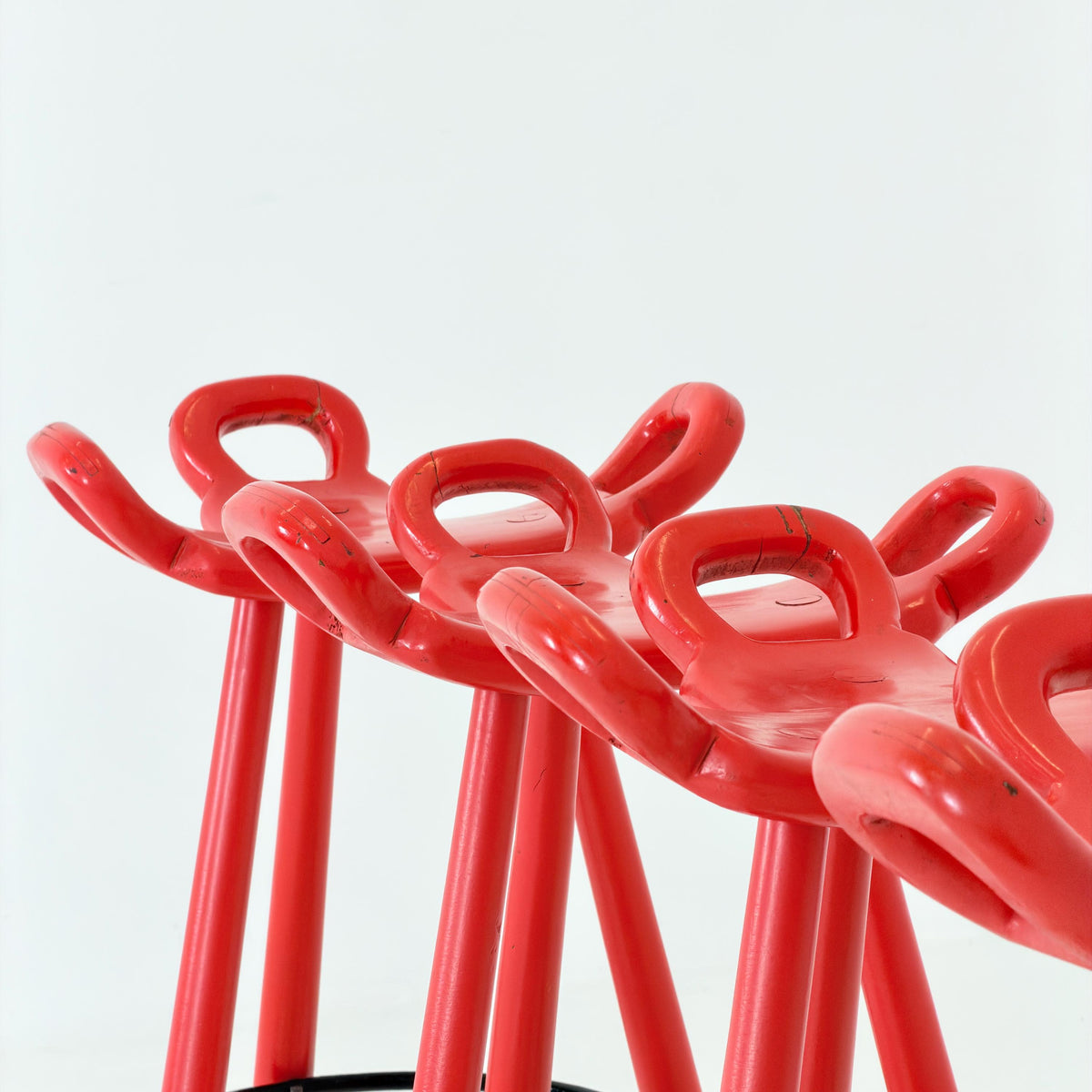 Set of 4 Marbella Brutalist Bar Stools by Sergio Rodriguez for Conformorm Spain 1970s