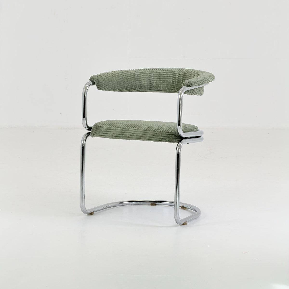 Mid Century Bauhaus Green velvet Dining armchair by Giotto Stoppino, Italy, 1970s