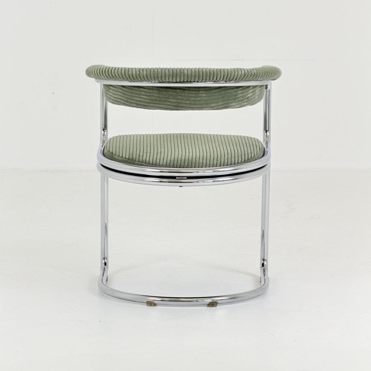 Mid Century Bauhaus Green velvet Dining armchair by Giotto Stoppino, Italy, 1970s