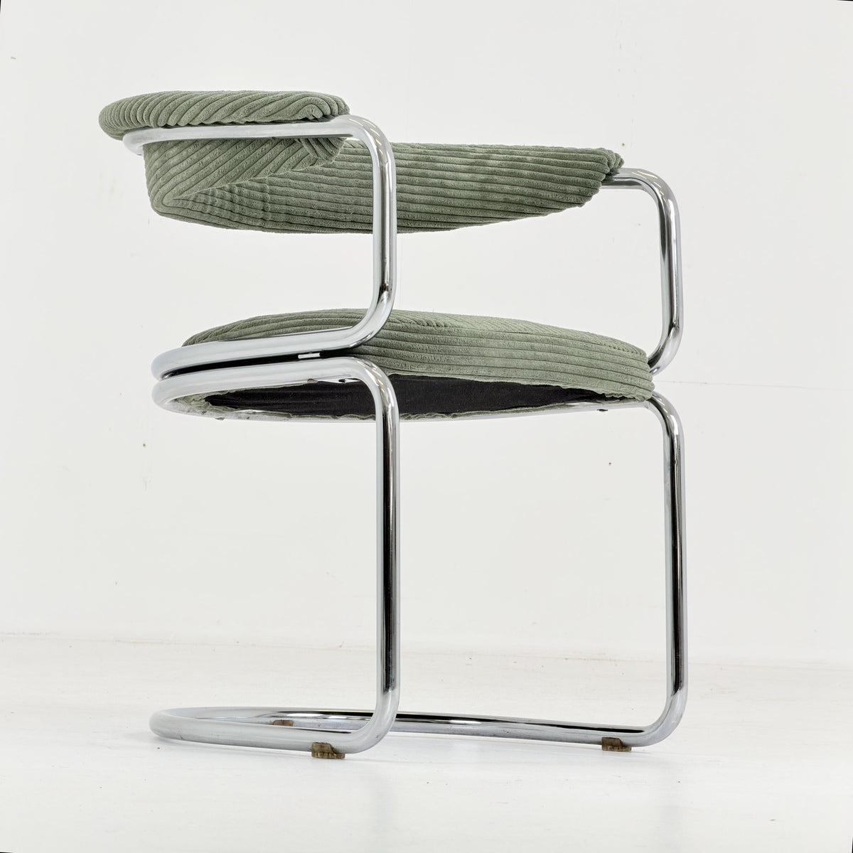 Mid Century Bauhaus Green velvet Dining armchair by Giotto Stoppino, Italy, 1970s