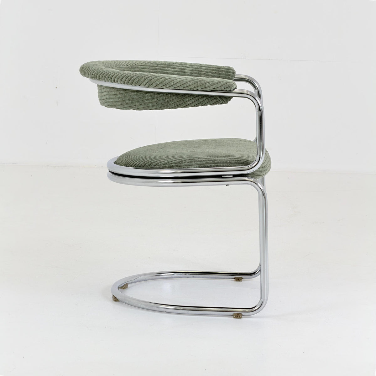 Mid Century Bauhaus Green velvet Dining armchair by Giotto Stoppino, Italy, 1970s