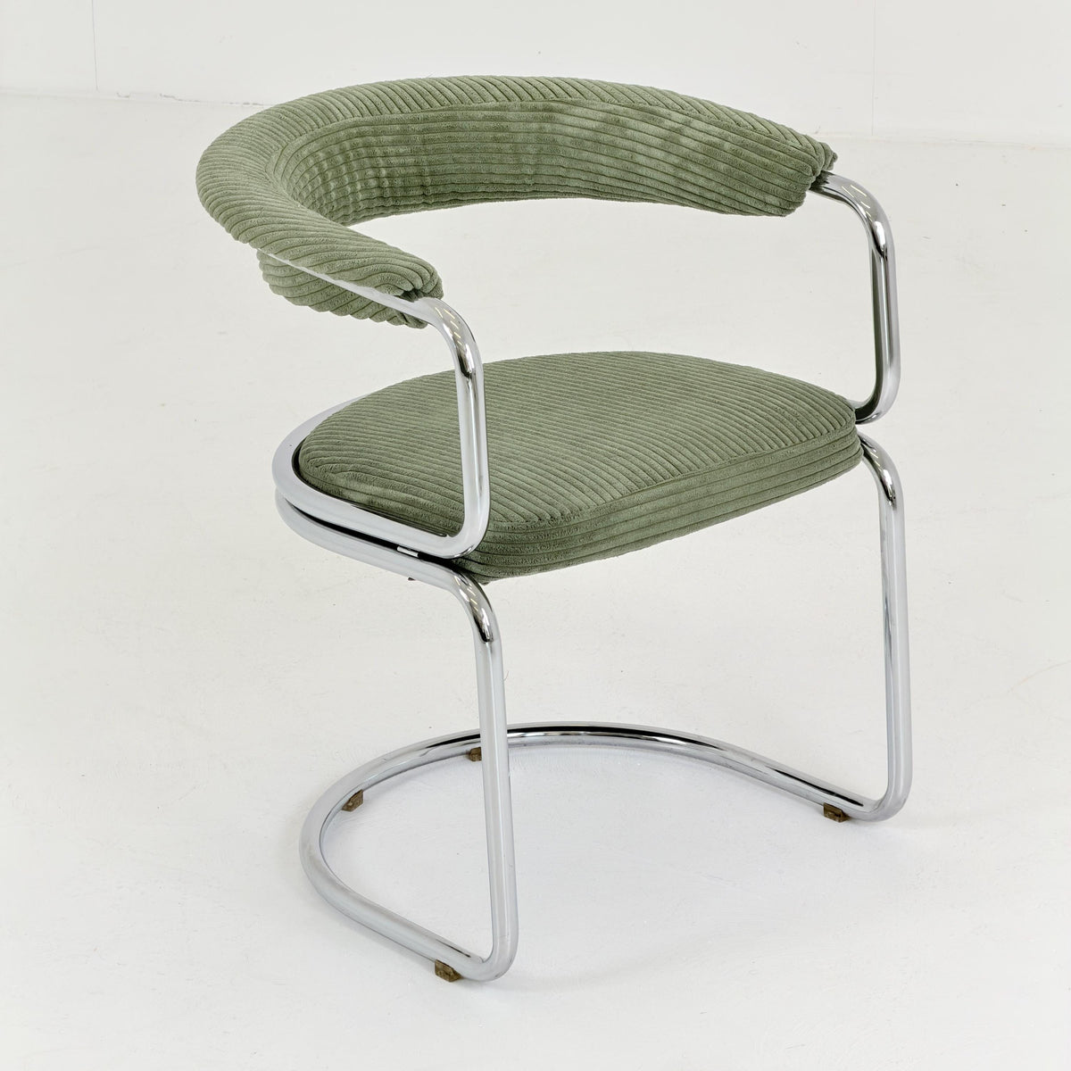 Mid Century Bauhaus Green velvet Dining armchair by Giotto Stoppino, Italy, 1970s
