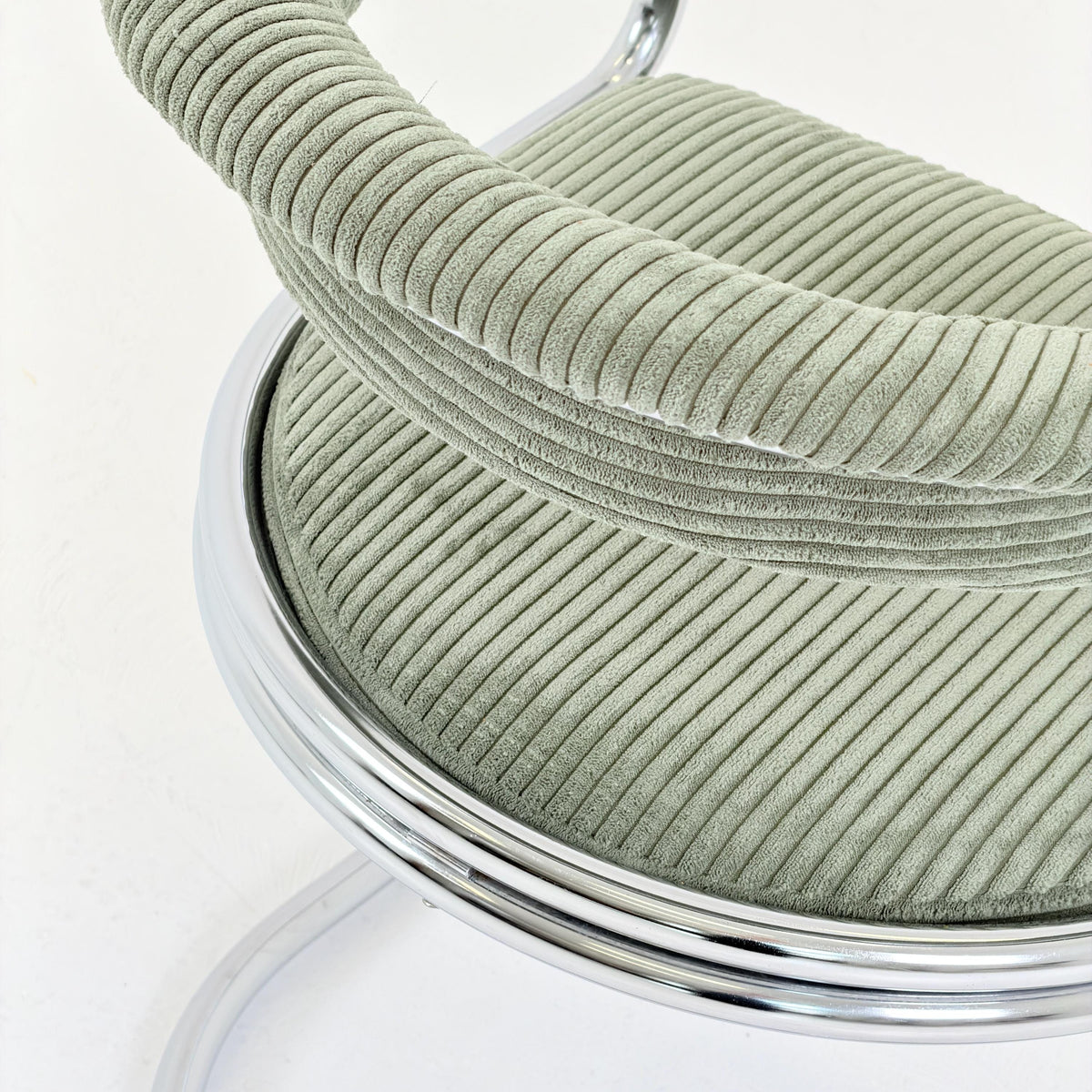 Mid Century Bauhaus Green velvet Dining armchair by Giotto Stoppino, Italy, 1970s