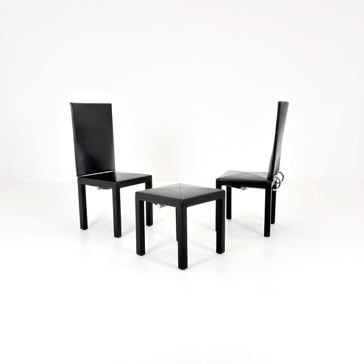 Mid Century Modern Dining Set of 3 by Paolo Piva Arcadia Chairs & Stool for B-B Italia 1980s Italy