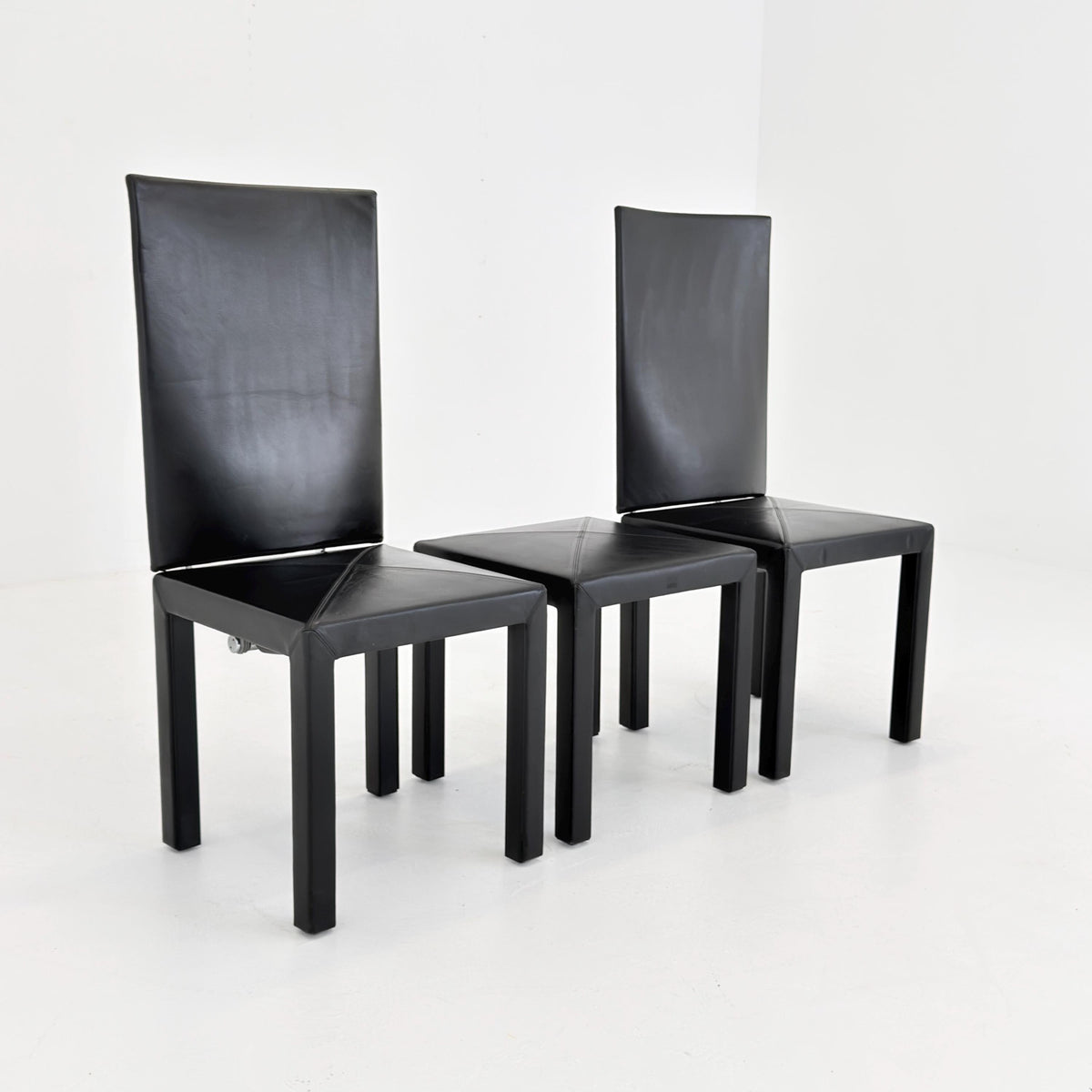 Mid Century Modern Dining Set of 3 by Paolo Piva Arcadia Chairs & Stool for B-B Italia 1980s Italy