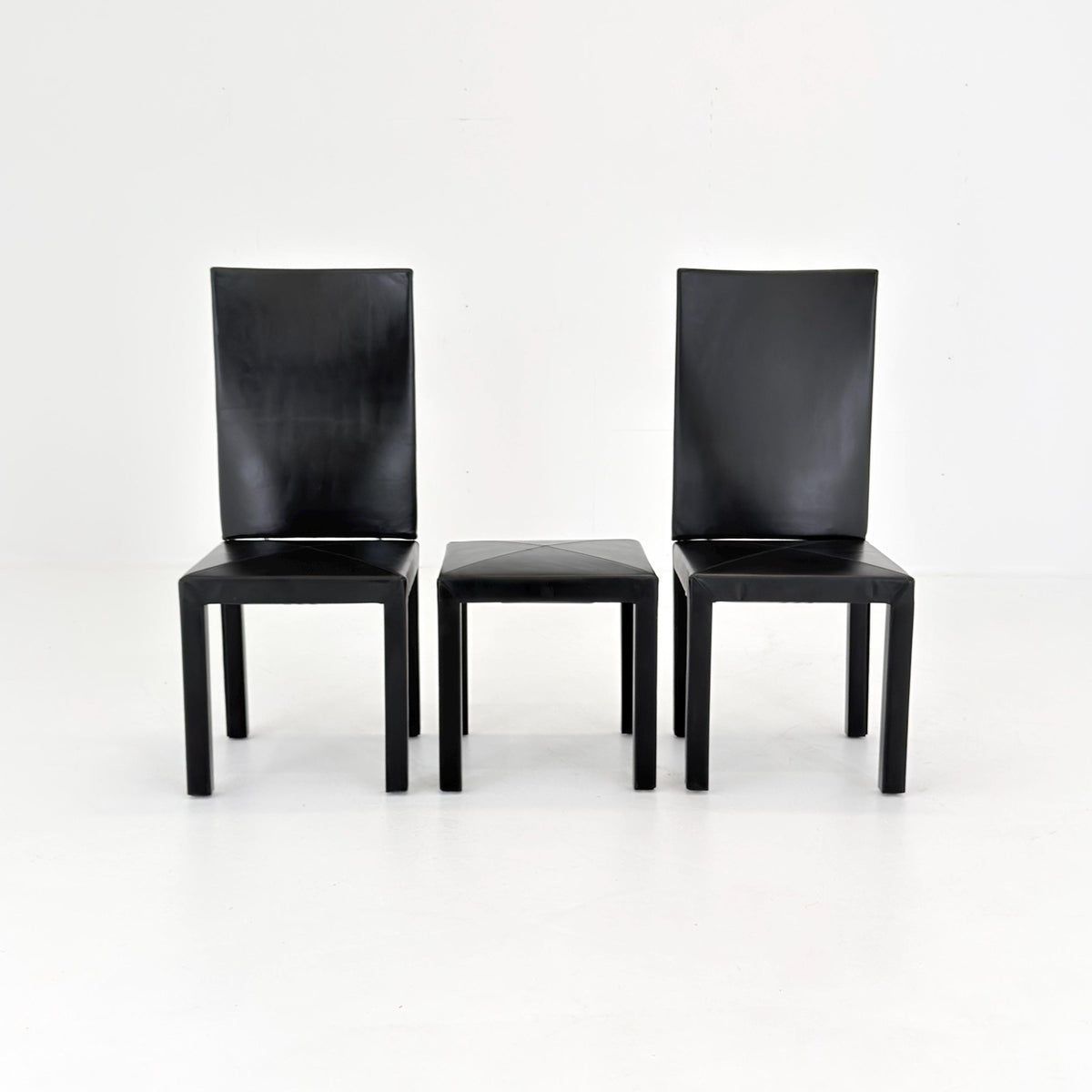 Mid Century Modern Dining Set of 3 by Paolo Piva Arcadia Chairs & Stool for B-B Italia 1980s Italy