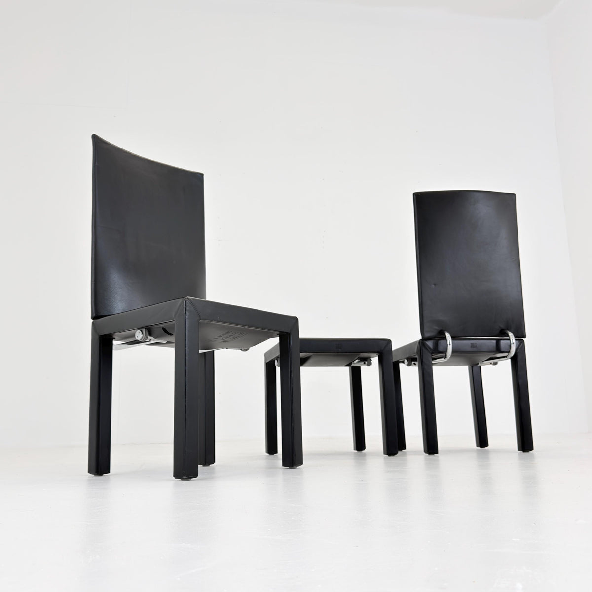 Mid Century Modern Dining Set of 3 by Paolo Piva Arcadia Chairs & Stool for B-B Italia 1980s Italy