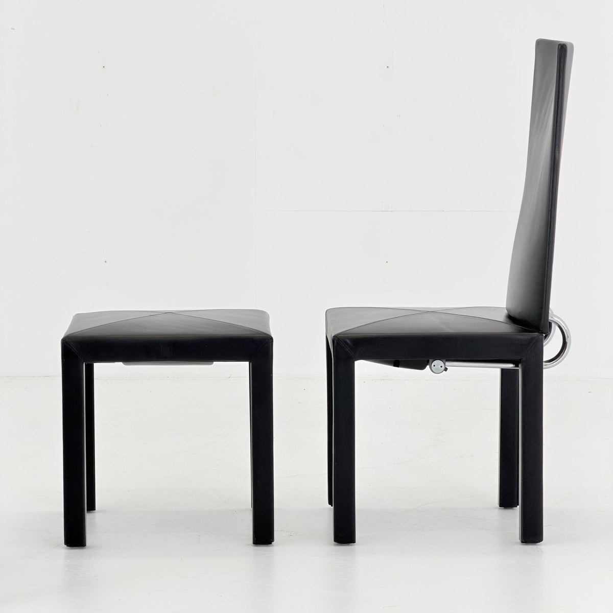 Mid Century Modern Dining Set of 3 by Paolo Piva Arcadia Chairs & Stool for B-B Italia 1980s Italy