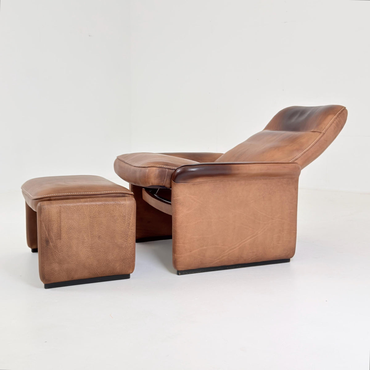Mid Century De Sede DS31 high back armchair cognac leather Switzerland 1970s