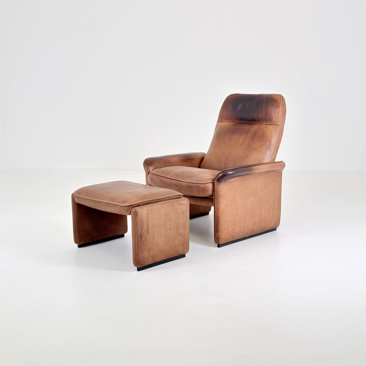 Mid Century De Sede DS31 high back armchair cognac leather Switzerland 1970s