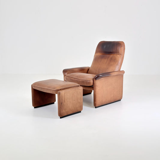Mid Century De Sede DS31 high back armchair cognac leather Switzerland 1970s