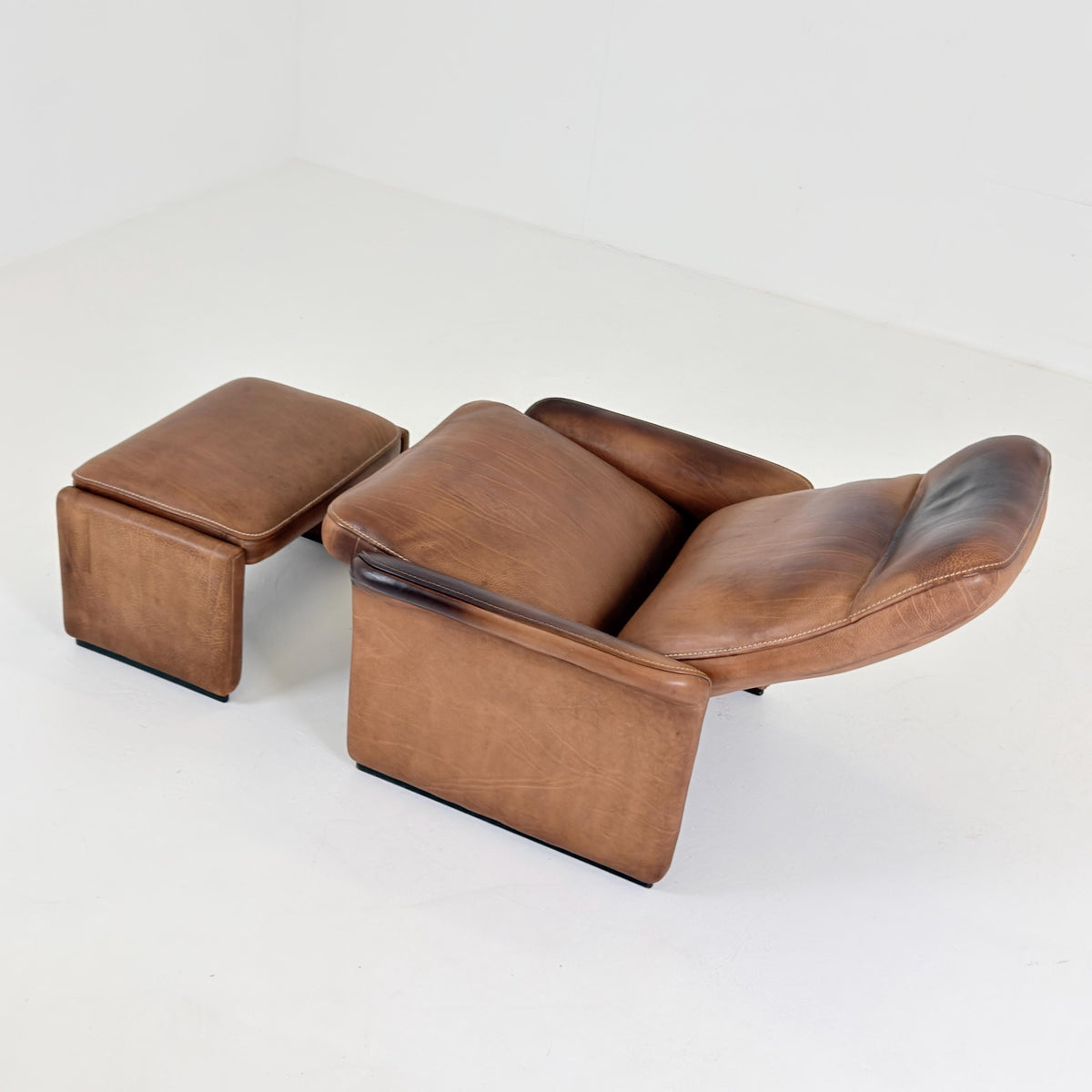 Mid Century De Sede DS31 high back armchair cognac leather Switzerland 1970s