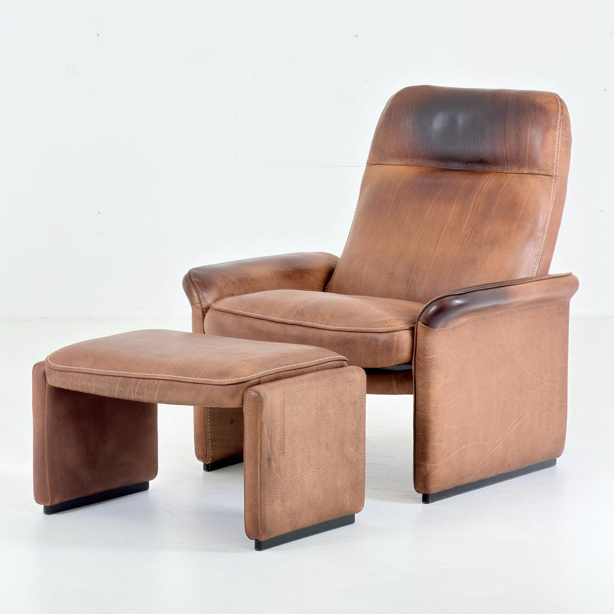 Mid Century De Sede DS31 high back armchair cognac leather Switzerland 1970s