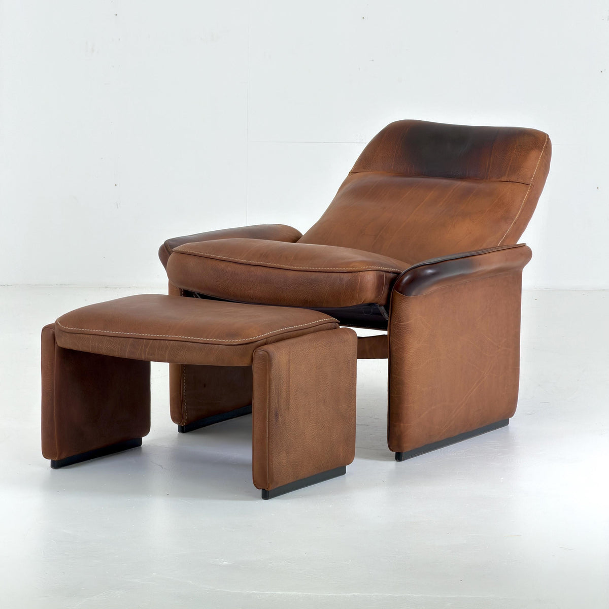 Mid Century De Sede DS31 high back armchair cognac leather Switzerland 1970s