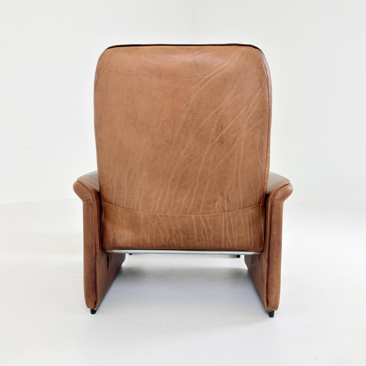 Mid Century De Sede DS31 high back armchair cognac leather Switzerland 1970s