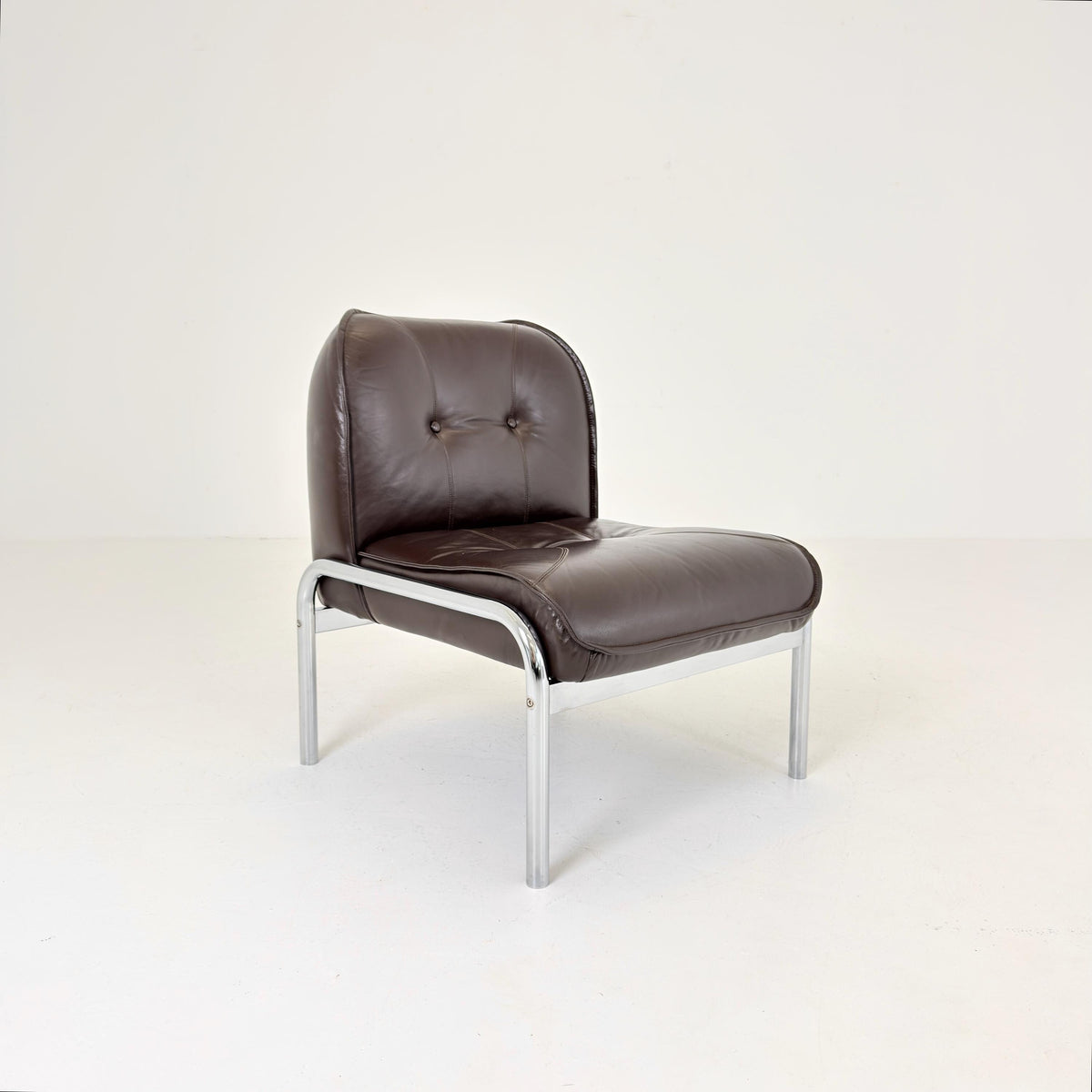 Set of 2 Girsberger Eurochair Lounge Chairs & Side Table, Swiss Made 1980s