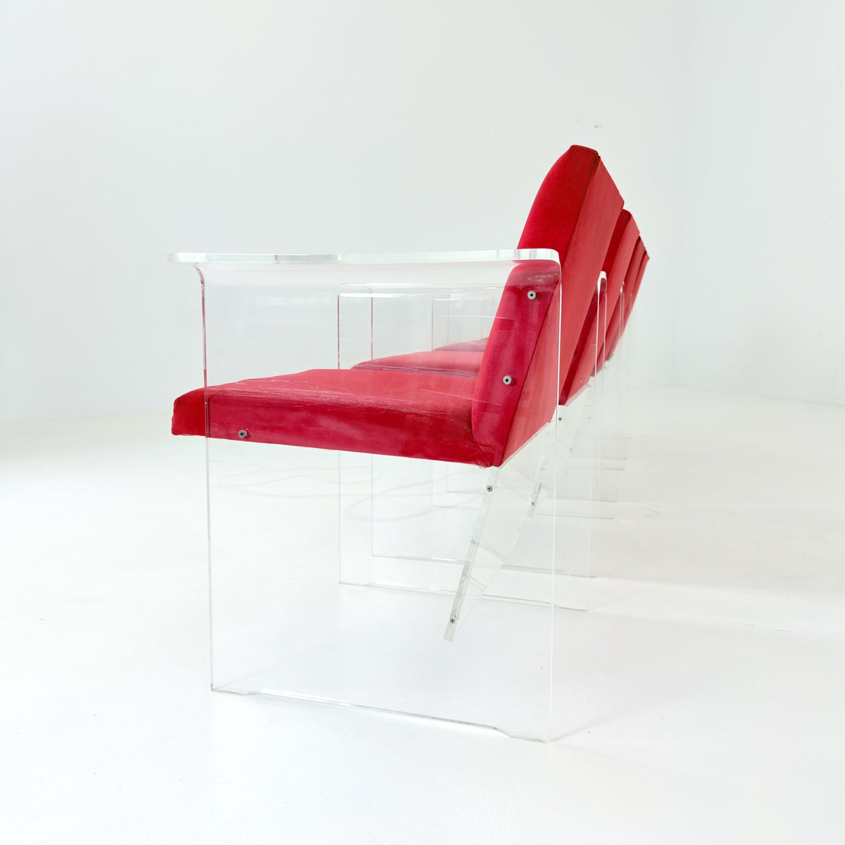 Rare Italian Postmodern Dining Set – Table & 4 Plexiglass Armchairs Italy 1980s