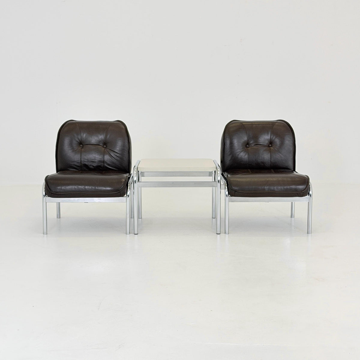 1 of 3 Mid century Girsberger Eurochair white coffee Table, Swiss 1980s,