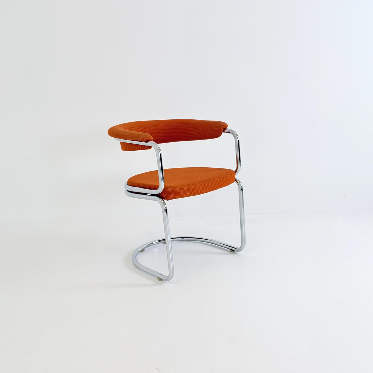 Mid Century Bauhaus orange fabric Dining armchair by Giotto Stoppino, Italy, 1970s