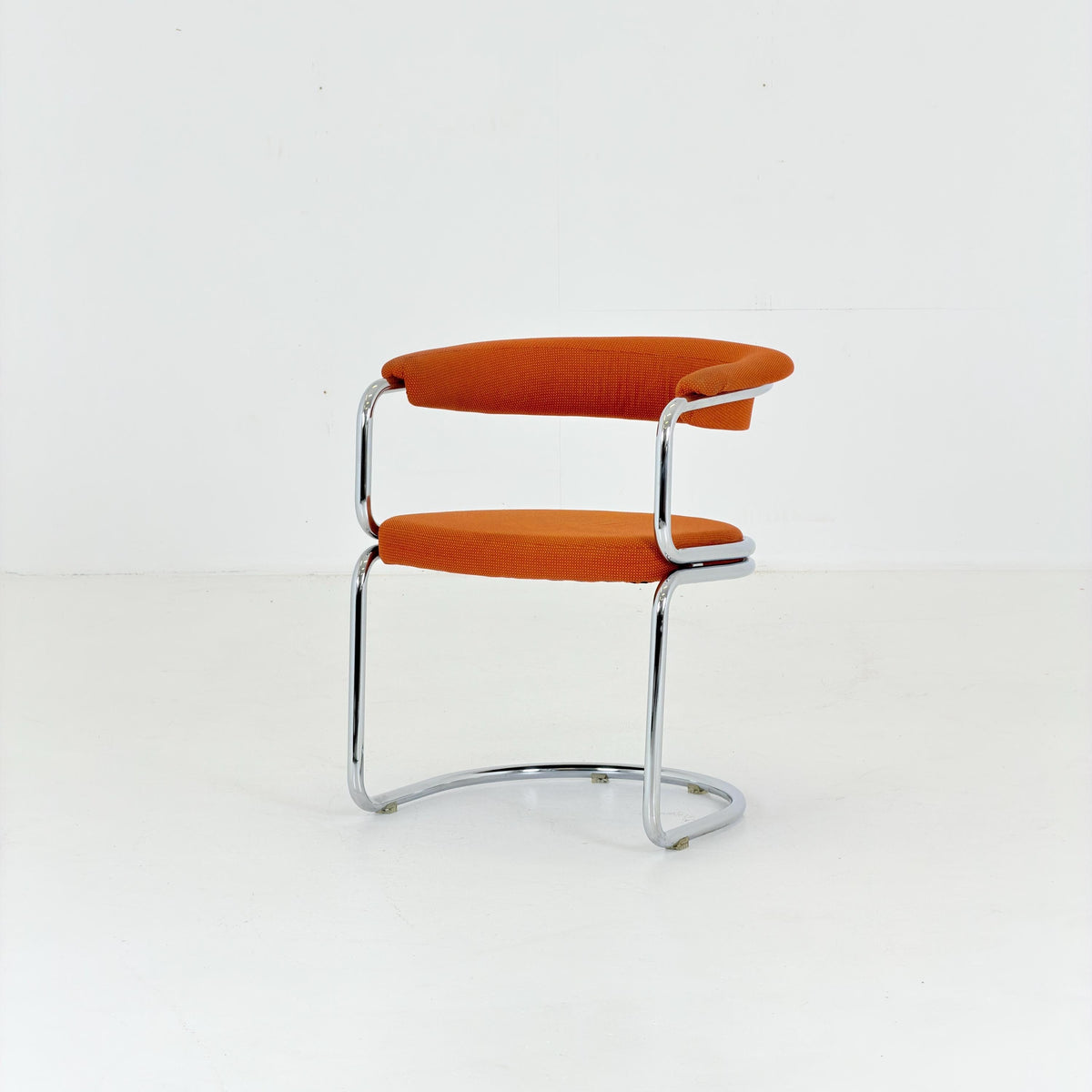 Mid Century Bauhaus orange fabric Dining armchair by Giotto Stoppino, Italy, 1970s