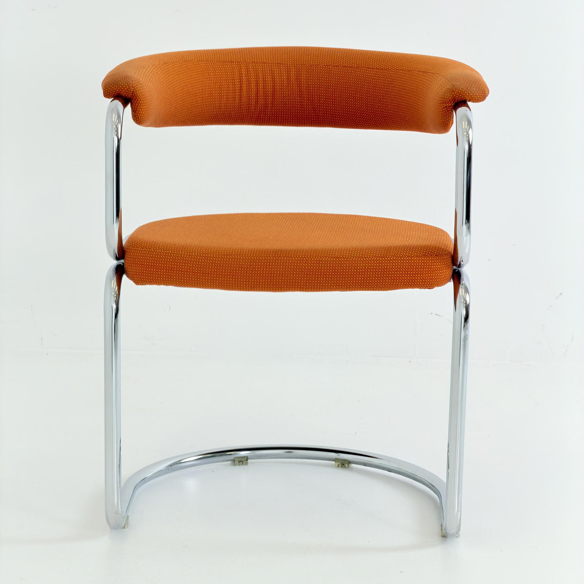 Mid Century Bauhaus orange fabric Dining armchair by Giotto Stoppino, Italy, 1970s