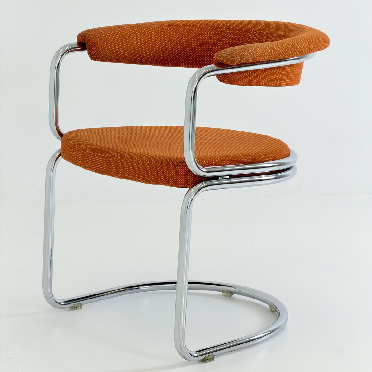 Mid Century Bauhaus orange fabric Dining armchair by Giotto Stoppino, Italy, 1970s
