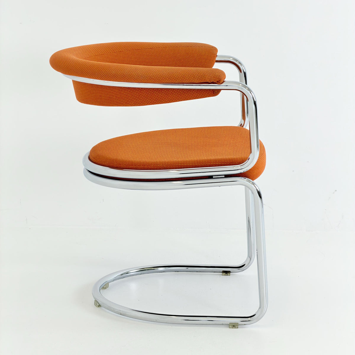 Mid Century Bauhaus orange fabric Dining armchair by Giotto Stoppino, Italy, 1970s