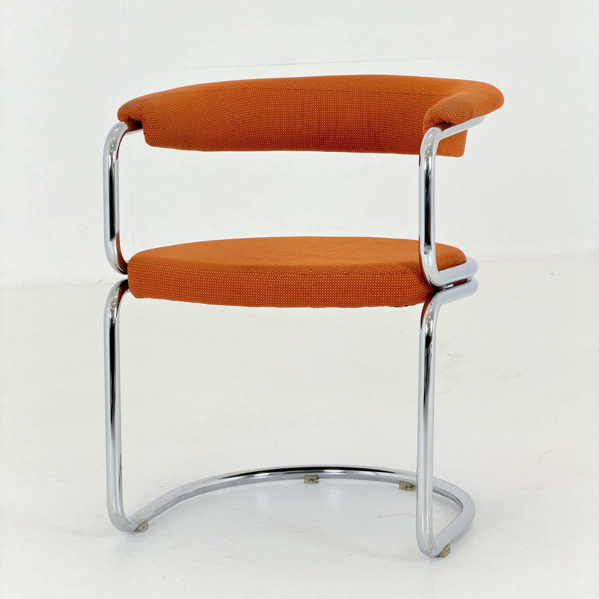 Mid Century Bauhaus orange fabric Dining armchair by Giotto Stoppino, Italy, 1970s
