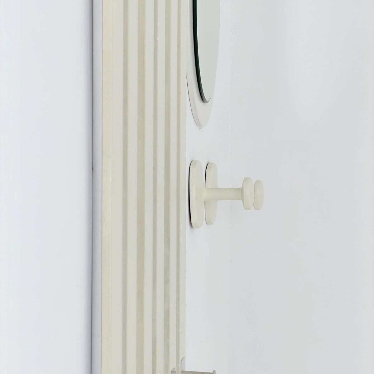 Mid Century Wall Wardrobe & Mirror Set, Entryway Coat Rack, Chrome - White Wood, Vintage Hallway Set, Umbrella Stand 1970s Germany