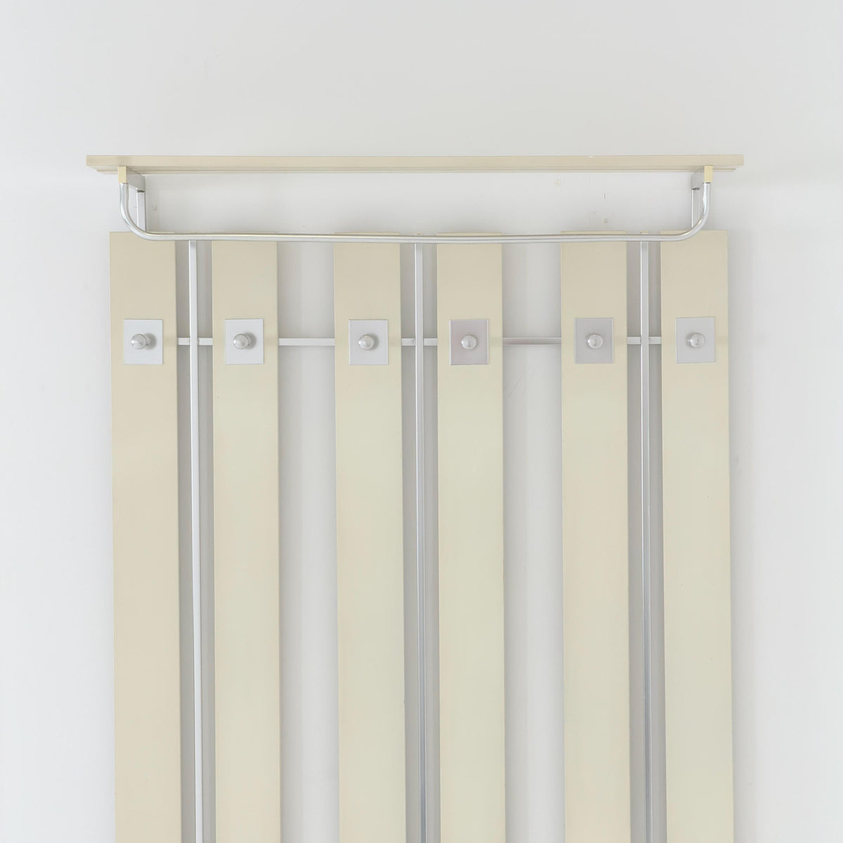 Mid Century Wall Wardrobe & Mirror Set, Entryway Coat Rack, Chrome - White Wood, Vintage Hallway Set, Umbrella Stand 1970s Germany
