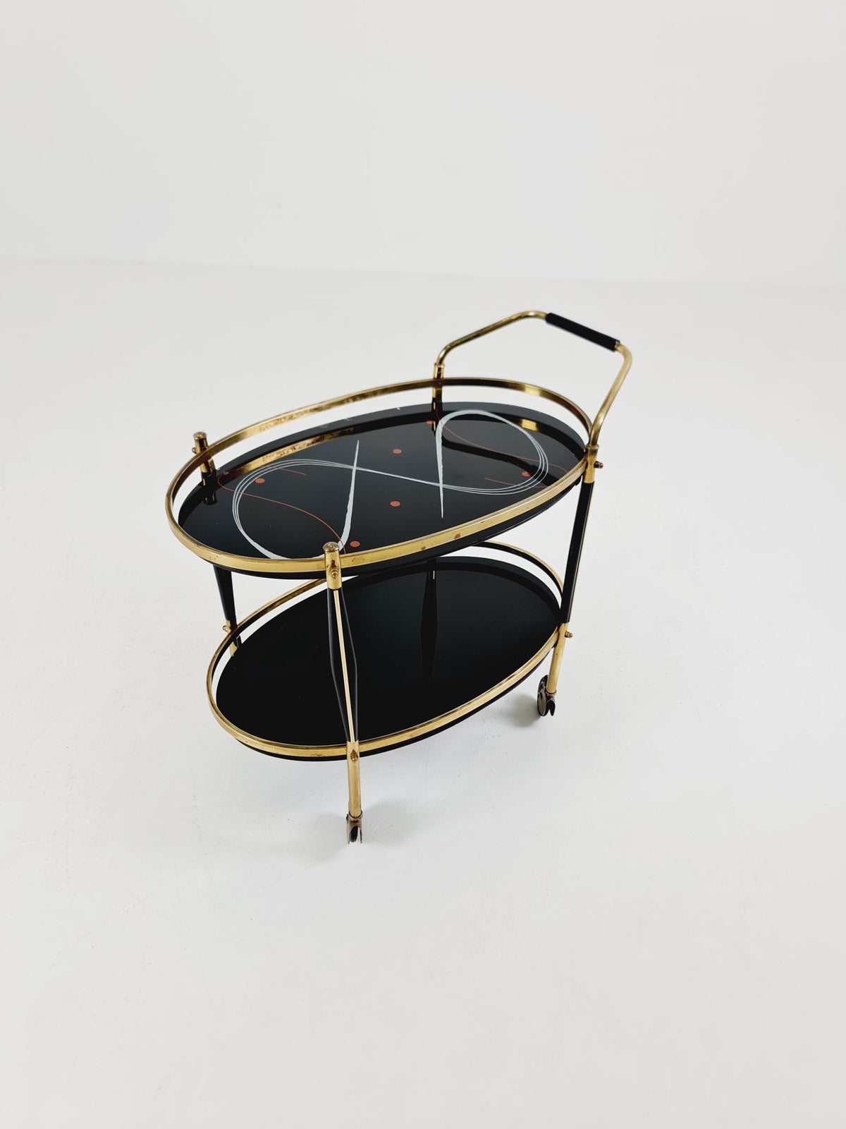 Rare Vintage Italian mid century trolley bar cart in Brass 1950s