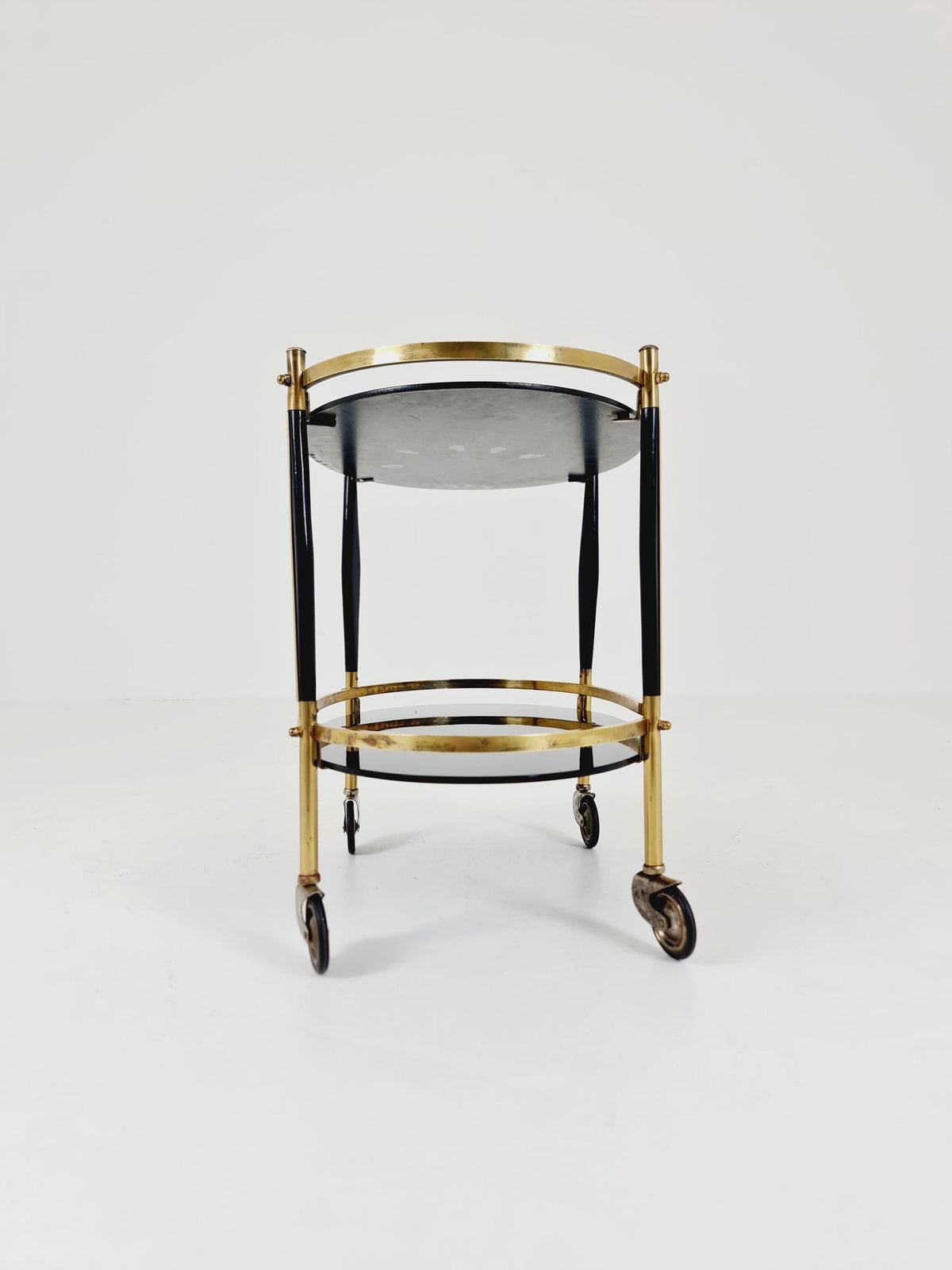 Rare Vintage Italian mid century trolley bar cart in Brass 1950s