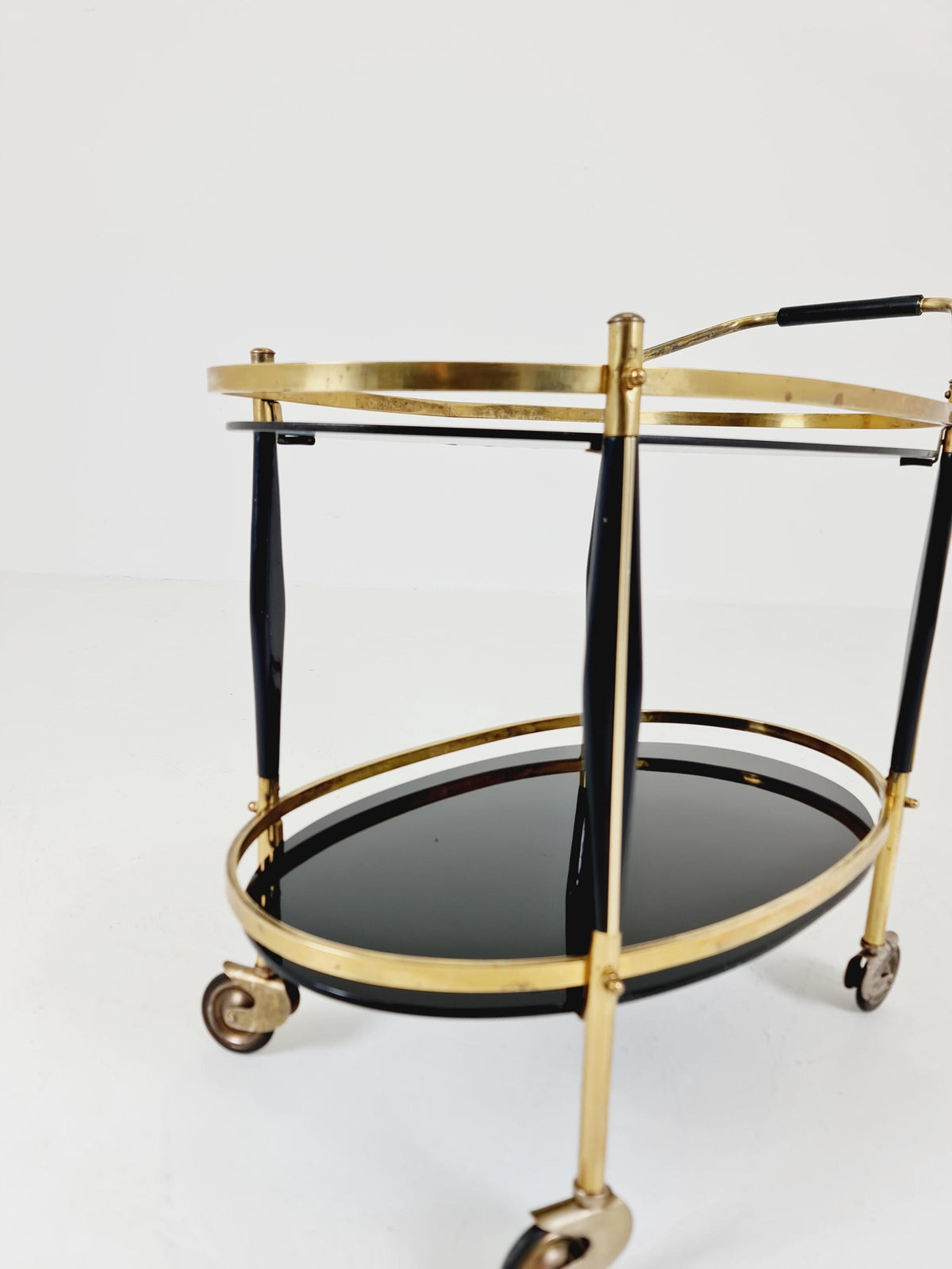 Rare Vintage Italian mid century trolley bar cart in Brass 1950s