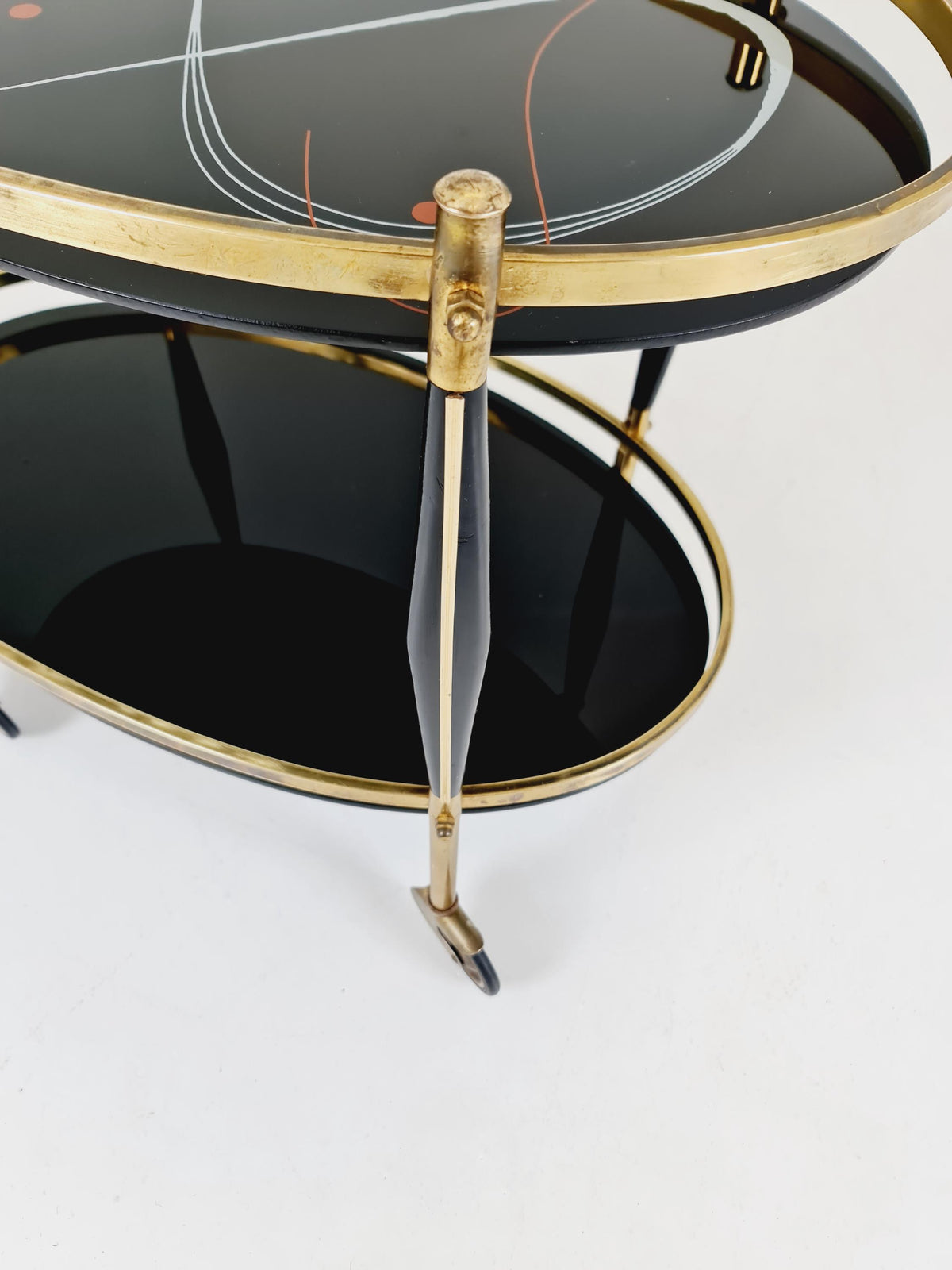 Rare Vintage Italian mid century trolley bar cart in Brass 1950s