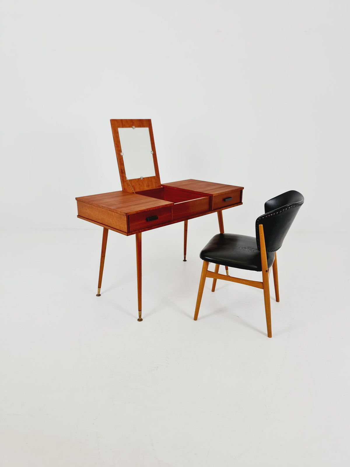 Mid Century Modern German Teak Desk / vanity table/ make up, 1950s