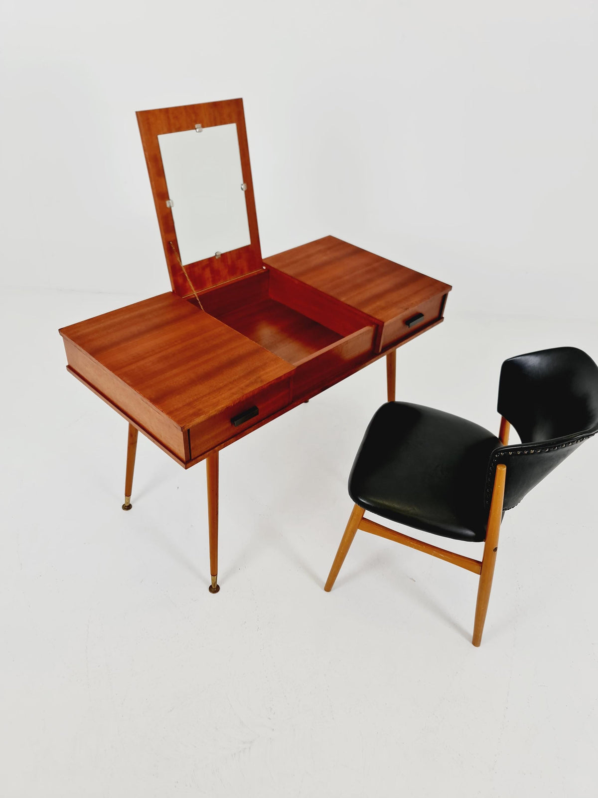 Mid Century Modern German Teak Desk / vanity table/ make up, 1950s